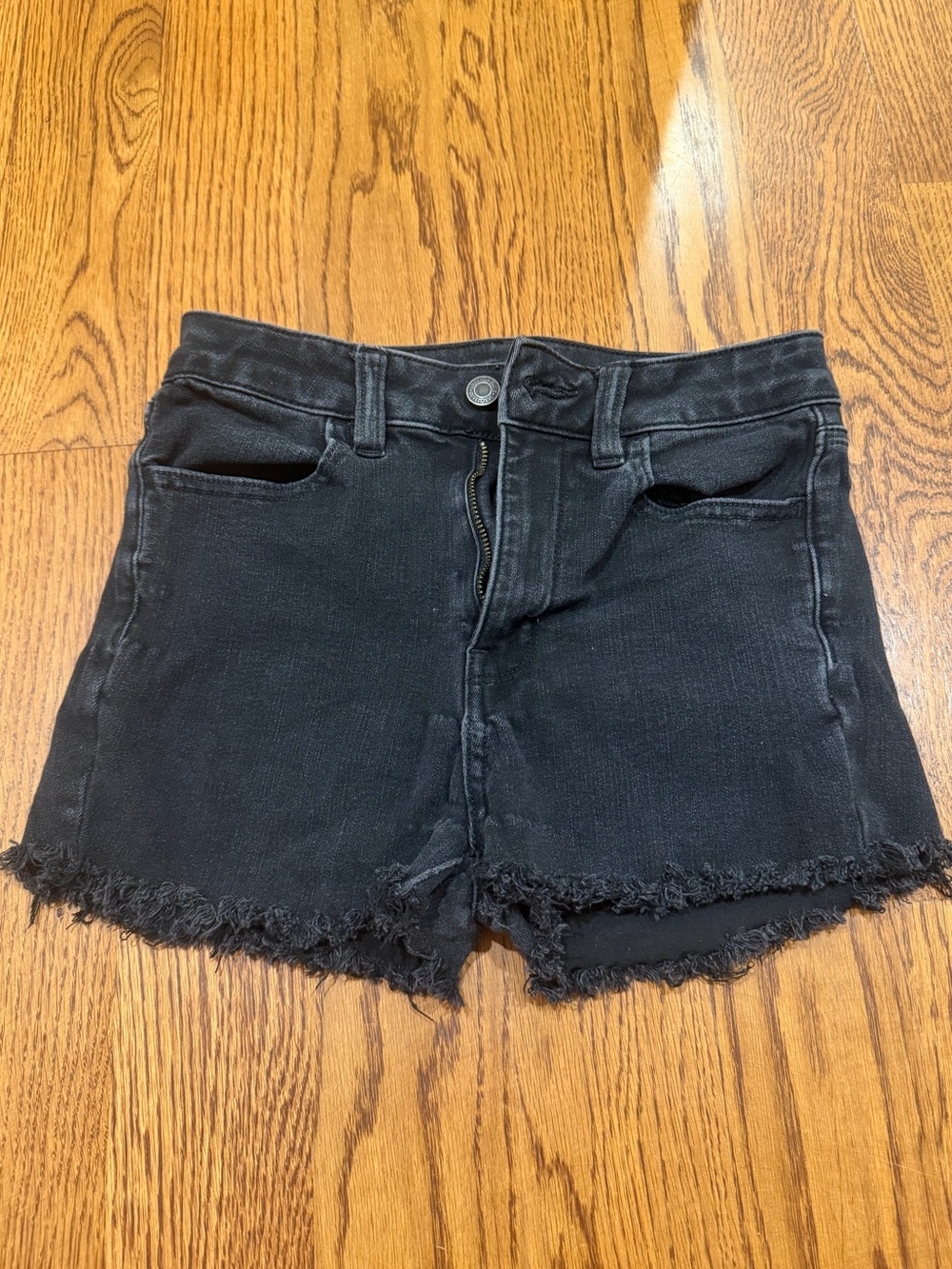Black Denim Cutoff Raw Hem Shorts